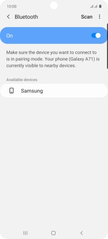 Press the required Bluetooth device and follow the instructions on the screen to pair the device with your phone.