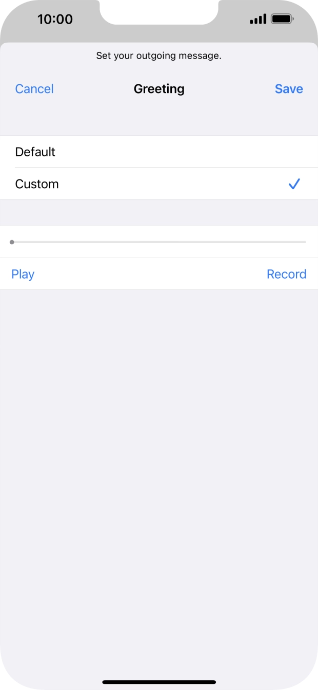 Press Play to play back your greeting.