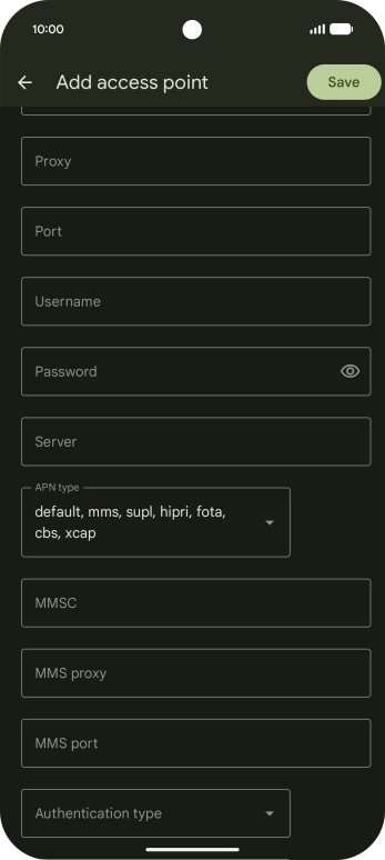 Press the drop down list next to 'Authentication type'.