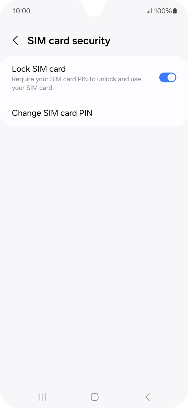Press the indicator next to 'Lock SIM card' to turn the function on or off.
