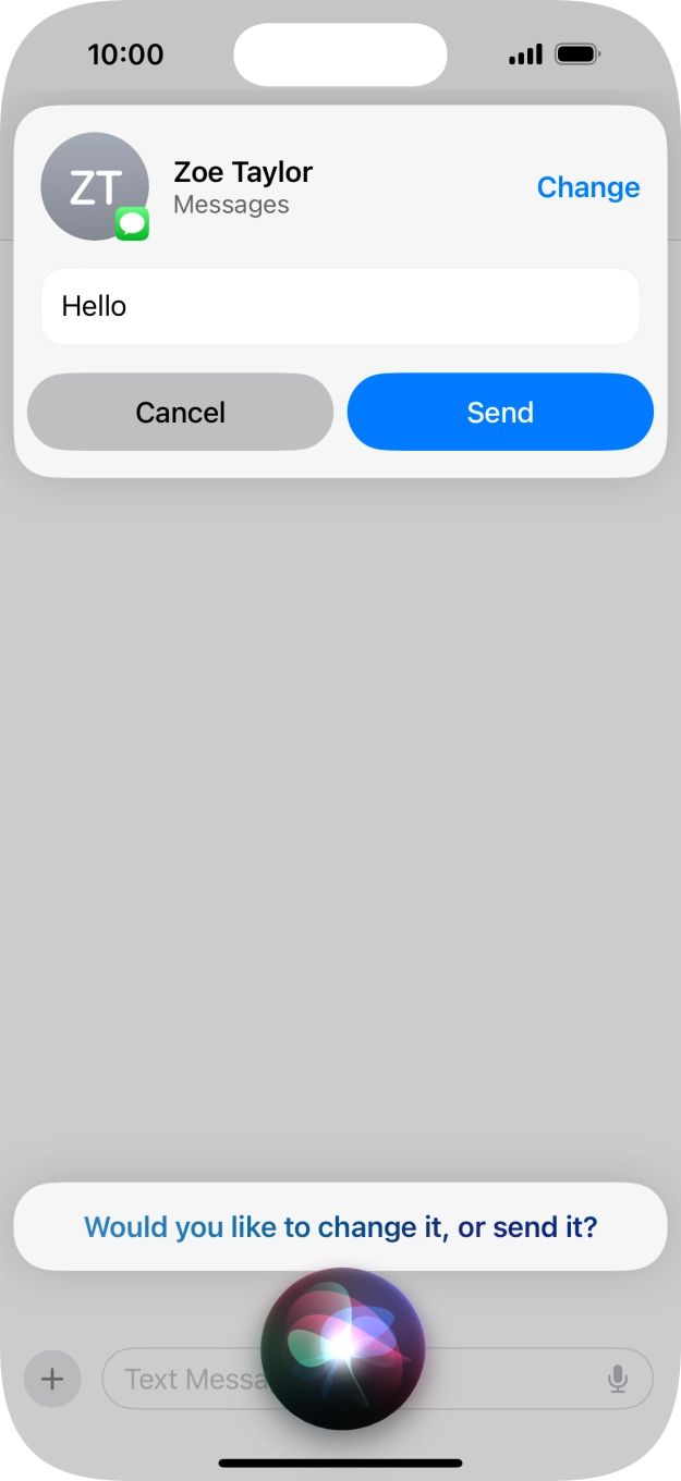 If an application is open on your phone, such as a Messages, you can also use the functions available here, e.g.: REPLY [text].