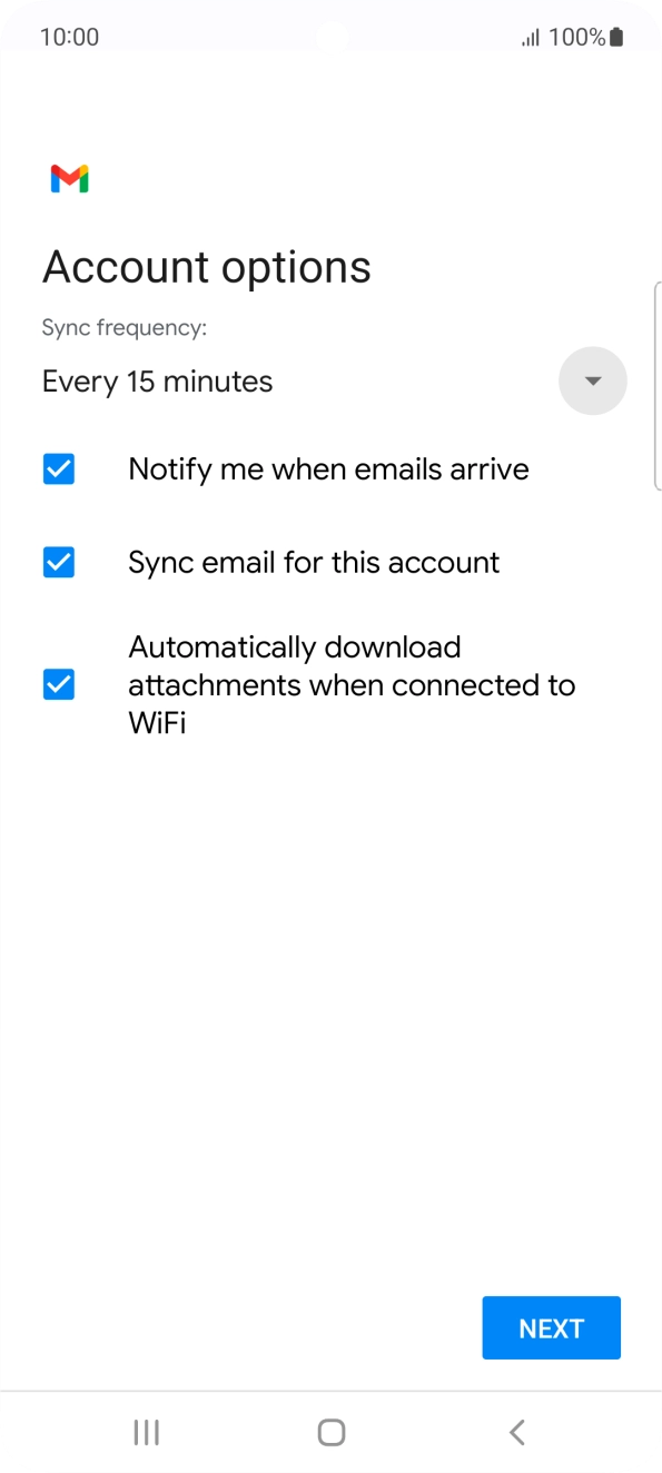 Press the drop down list below 'Sync frequency:'. Press the drop down list below 'Sync frequency:'.