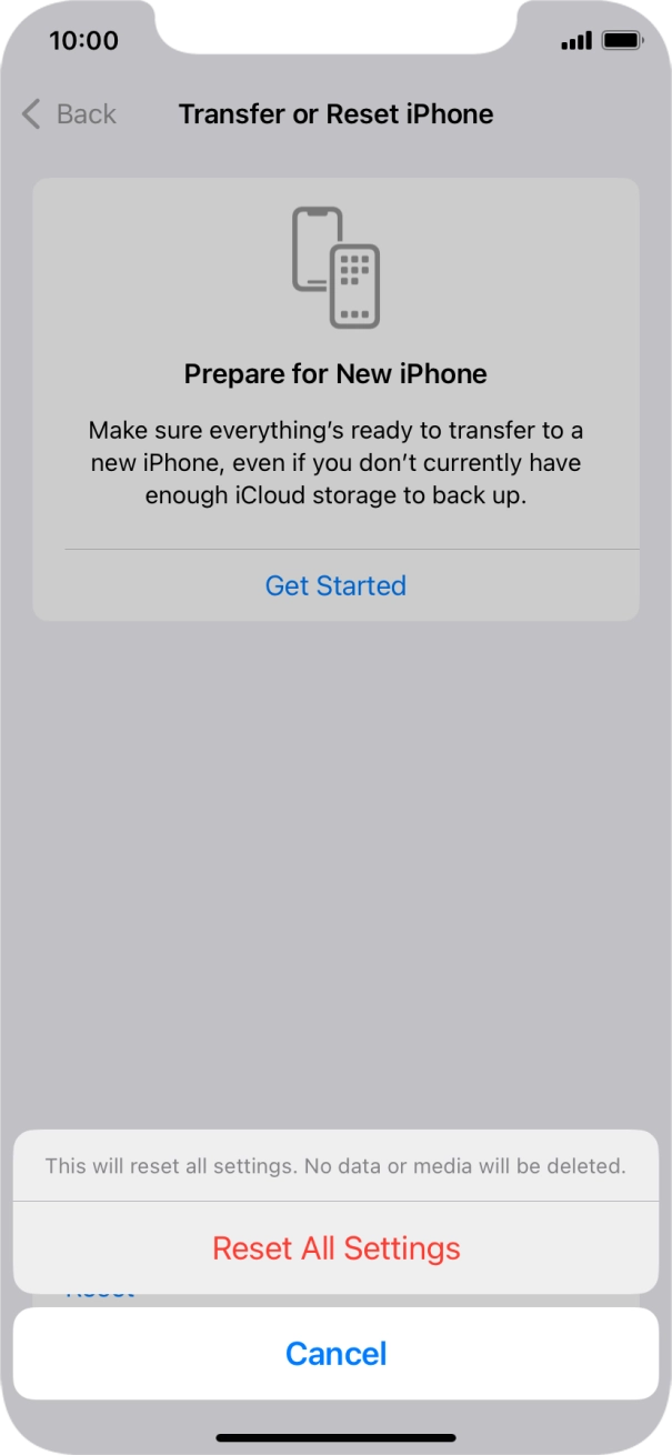 Press Reset All Settings.