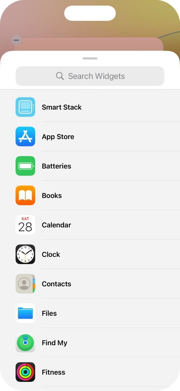 Press the required widget. Press the required widget.