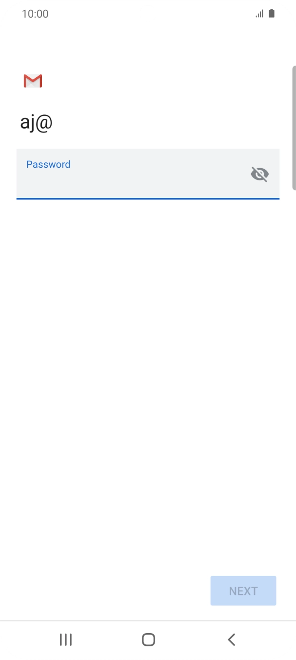 Press the field below 'Password' and key in the password for your email account. Press the field below 'Password' and key in the password for your email account.