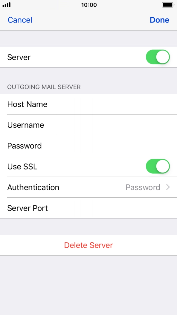 Press the indicator next to 'Use SSL' to turn off the function.