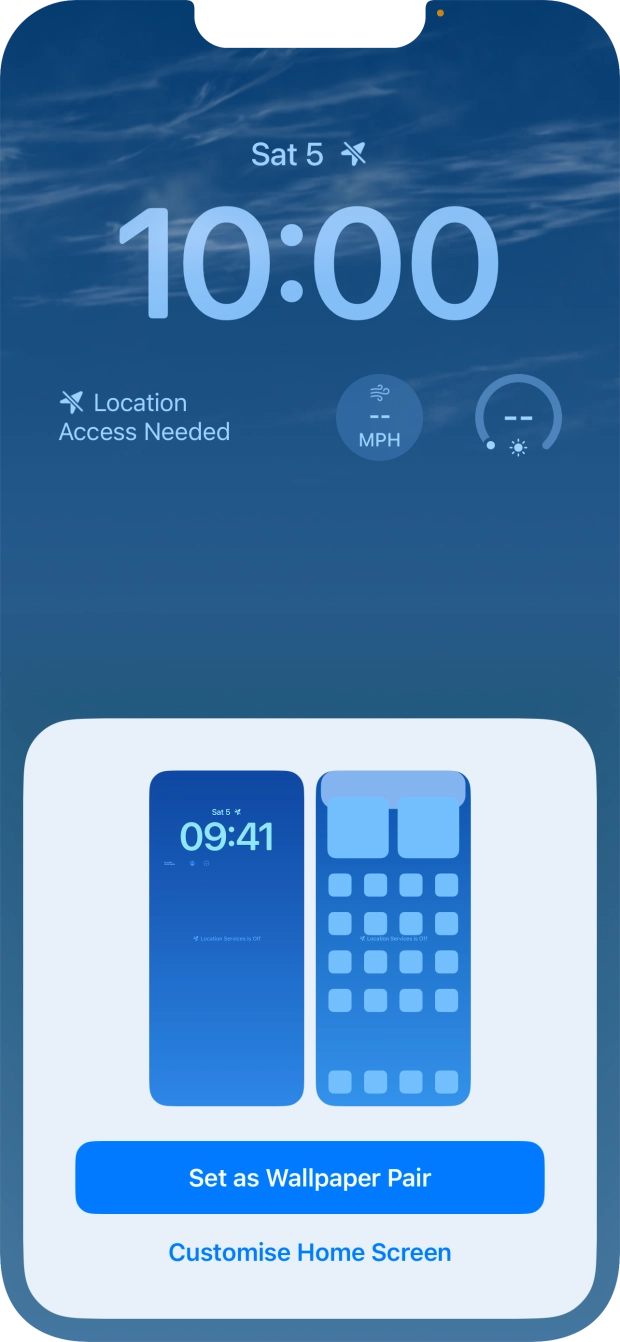 To use the same colour theme on the home screen, press Set as Wallpaper Pair. To use the same colour theme on the home screen, press Set as Wallpaper Pair.