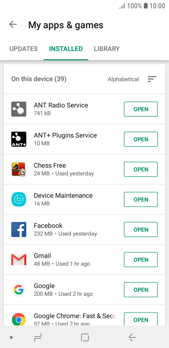 Press the required app.