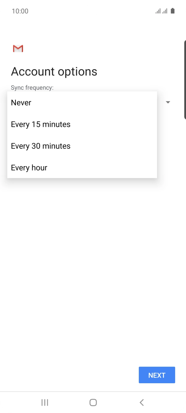 Press the required setting.