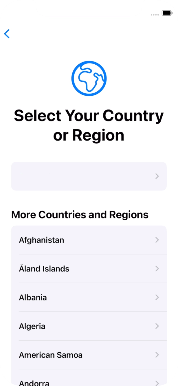 Press the required country or area.