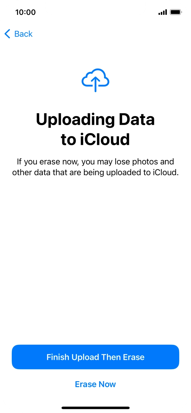 Press the required setting.