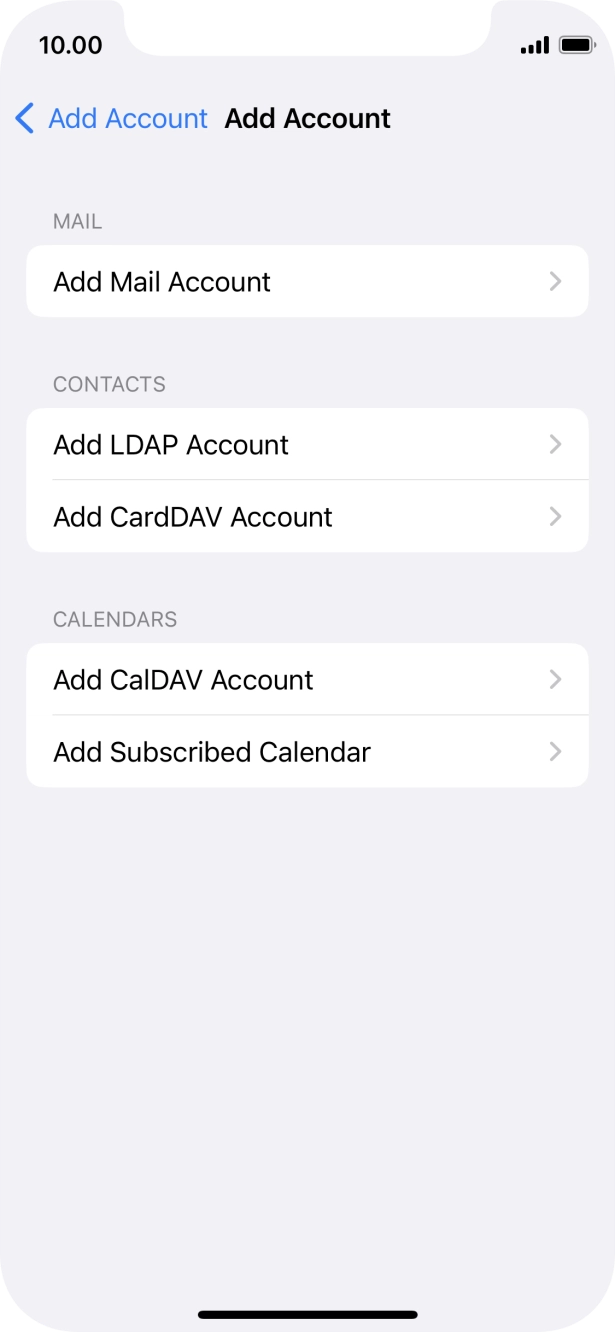 Press Add Mail Account. Press Add Mail Account.