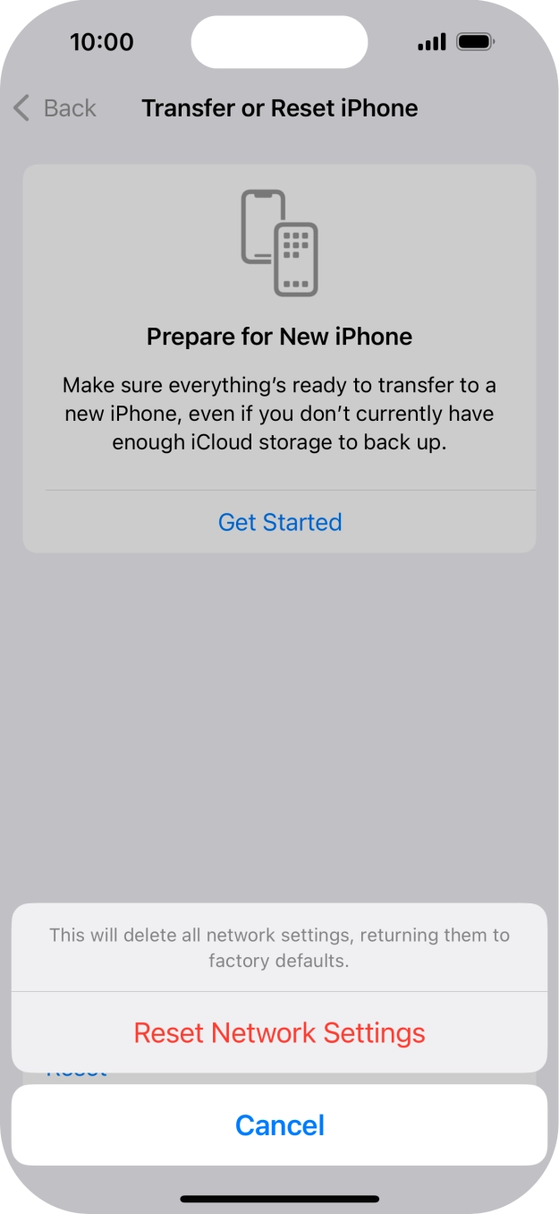 Press Reset Network Settings.