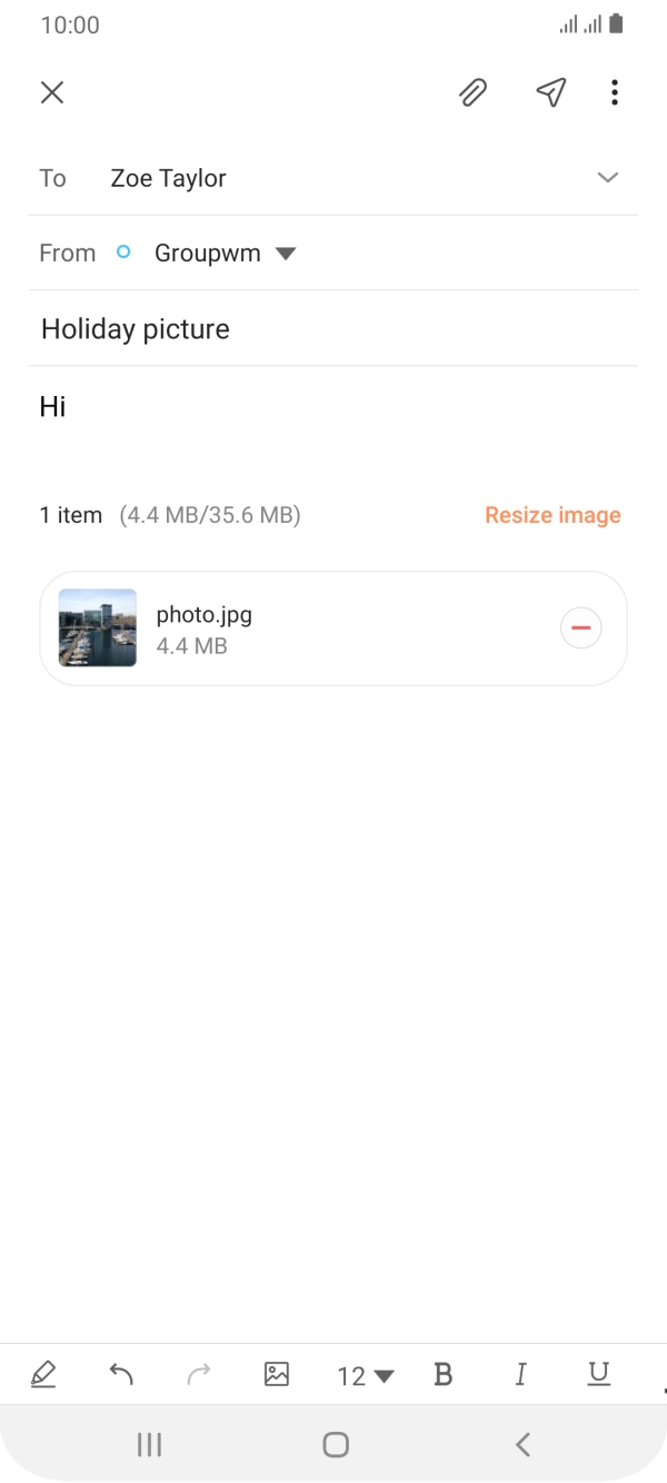 Press the send icon when you've finished your email. Press the send icon when you've finished your email.