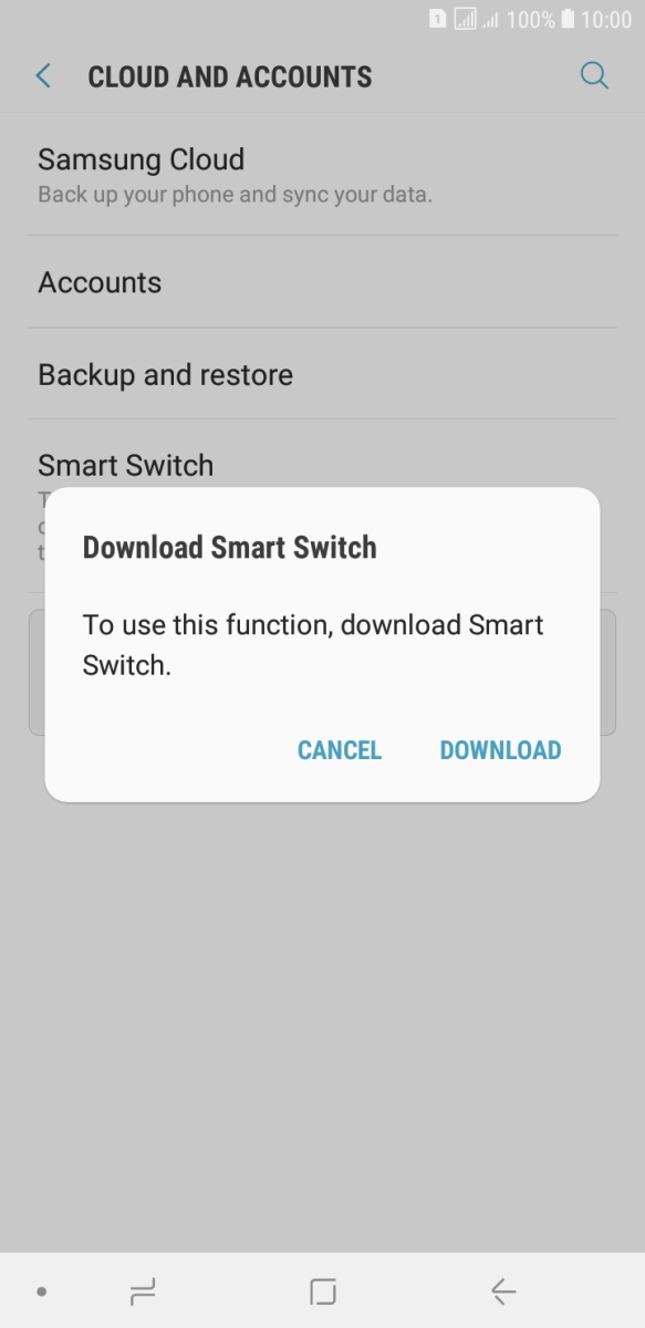 Download Smart Switch to your phone if you're asked to do so. Follow the instructions on the screen to download Smart Switch.