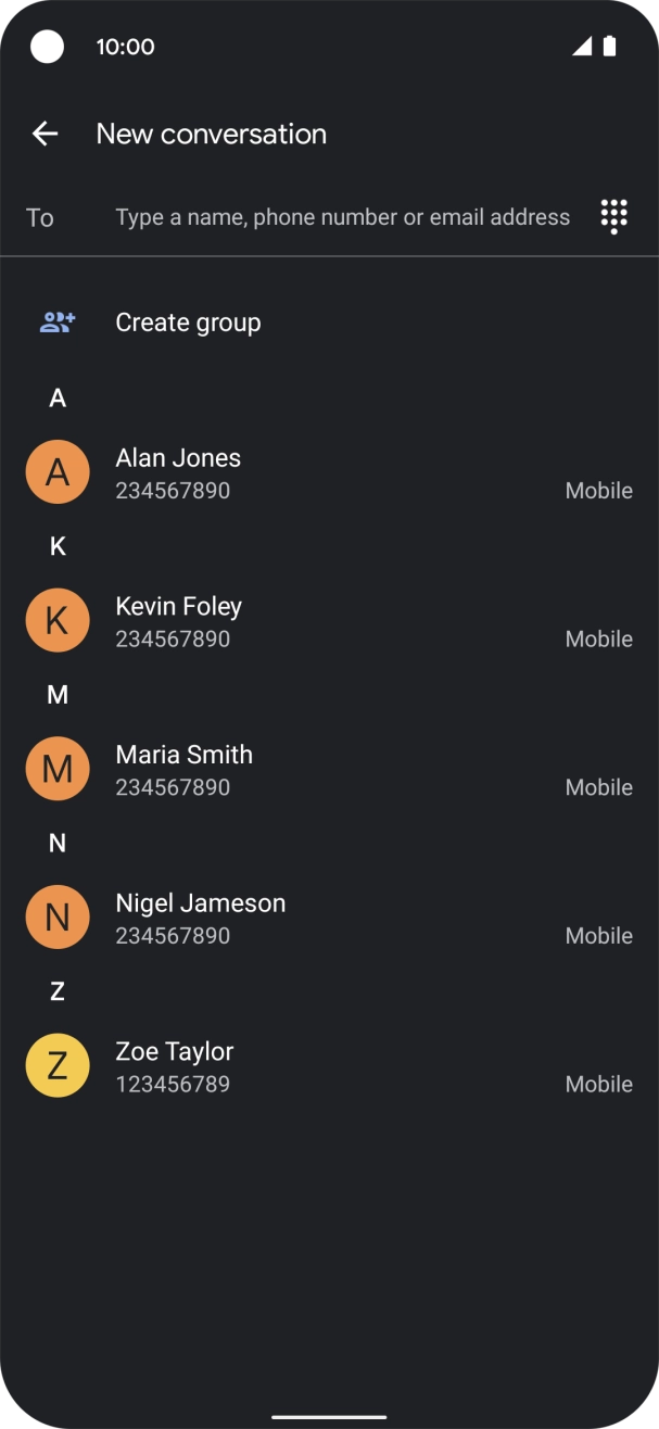 Press To and key in the first letters of the recipient's name. Press To and key in the first letters of the recipient's name.