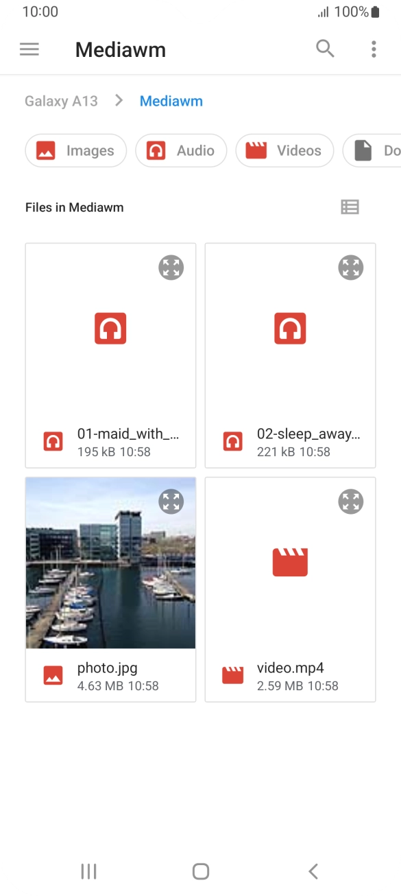 Press the required file. Press the required file.