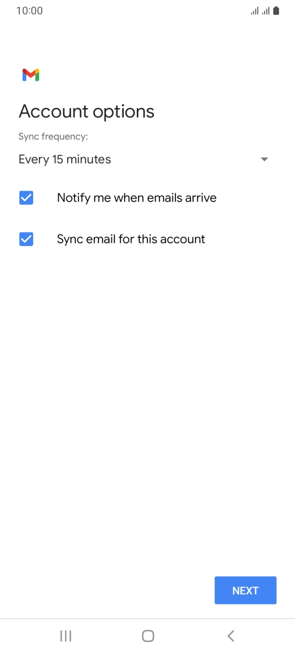 Press the drop down list below 'Sync frequency:'. Press the drop down list below 'Sync frequency:'.
