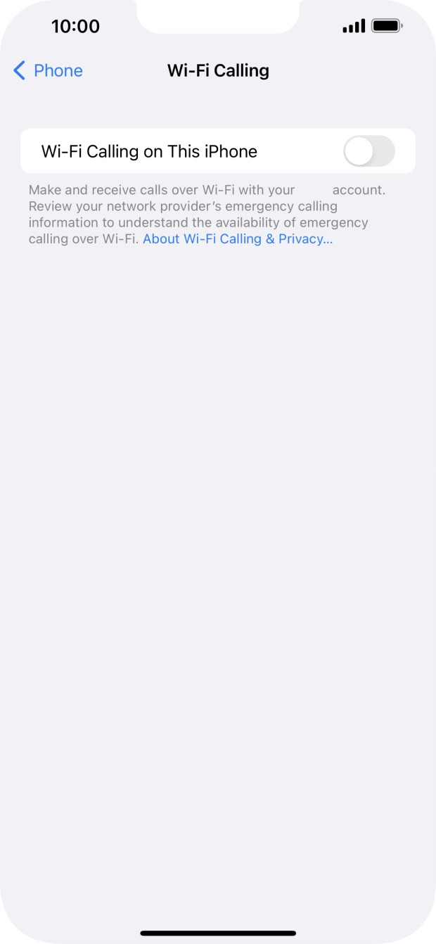Press the indicator next to 'Wi-Fi Calling on This iPhone' to turn the function on or off.