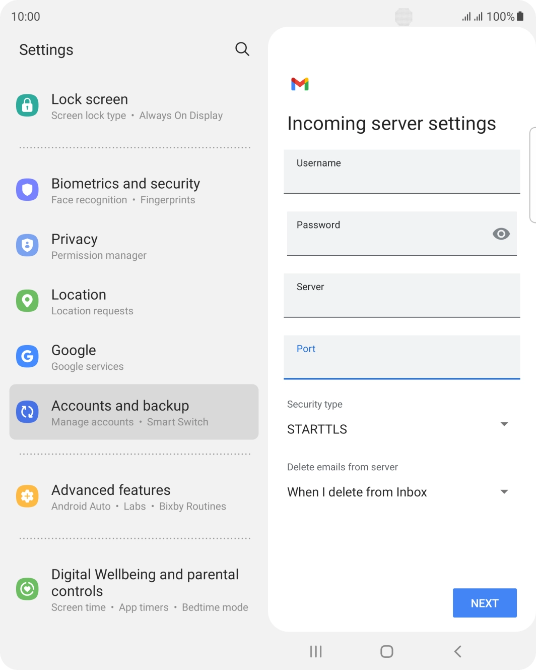 Press the drop down list below 'Security type'.