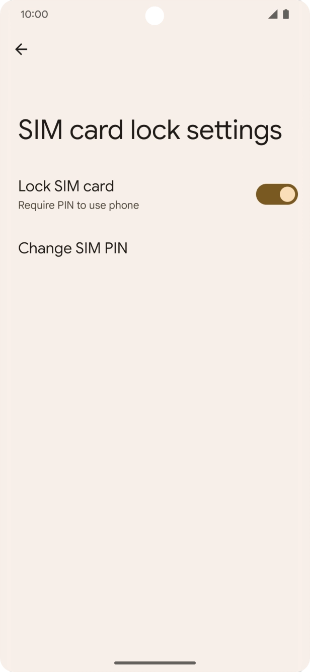 Press the indicator next to 'Lock SIM card' to turn the function on or off.