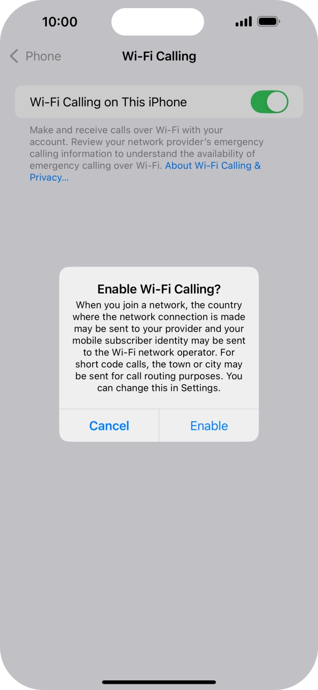 If you turn on the function, press Enable.
