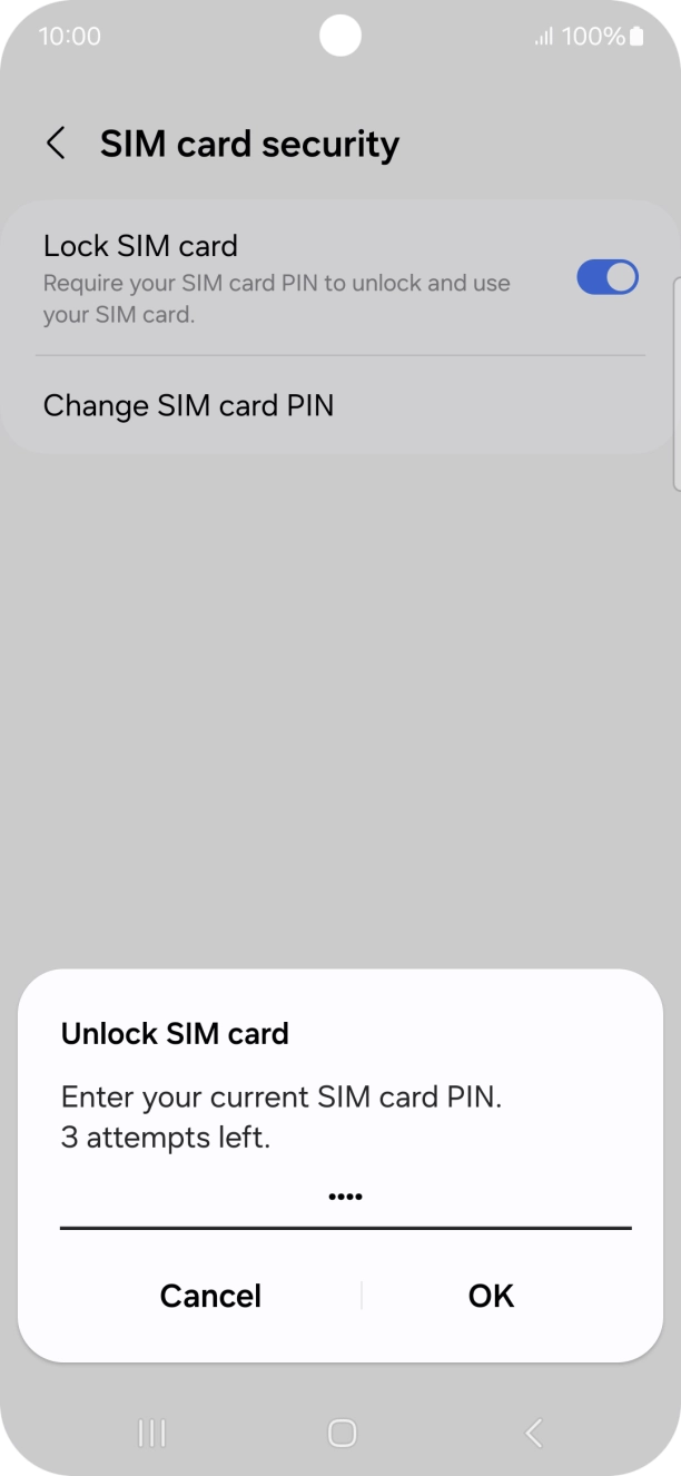 Key in your SIM PIN and press OK. The default SIM PIN is 0000.