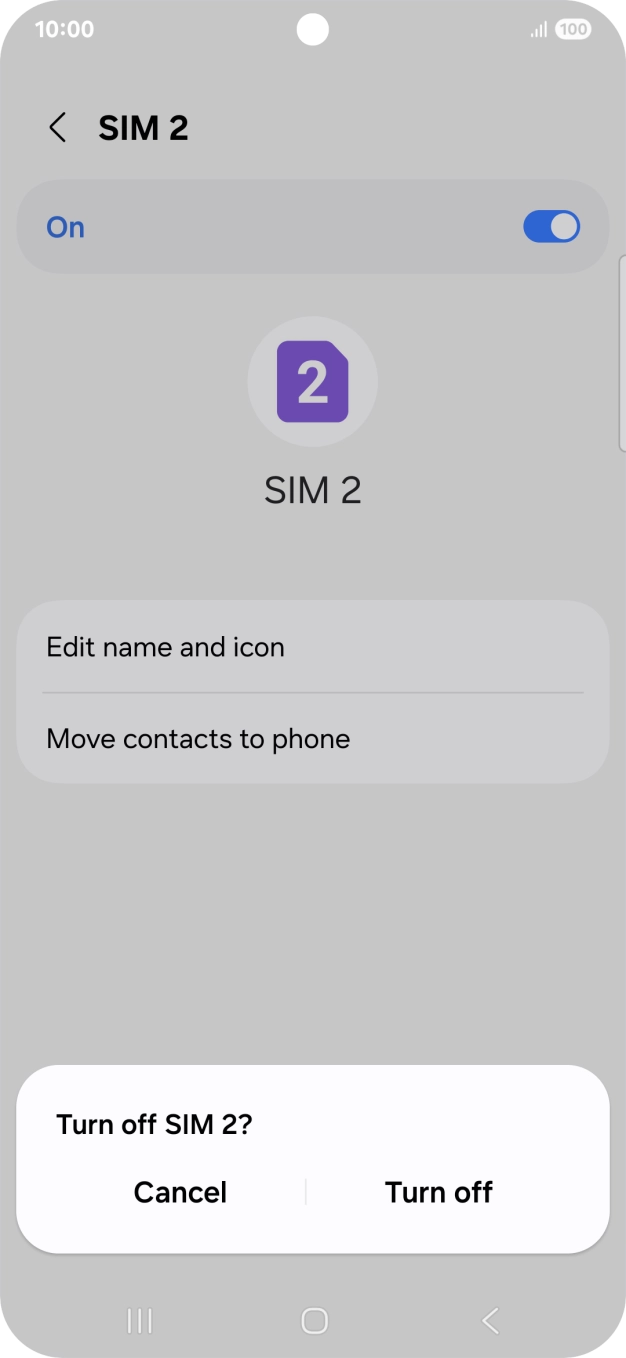 If you turn on use of the plan, press Turn off.
