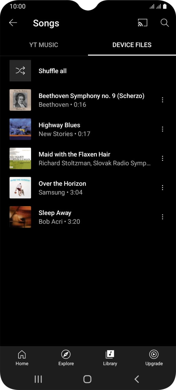 Press the required audio file.