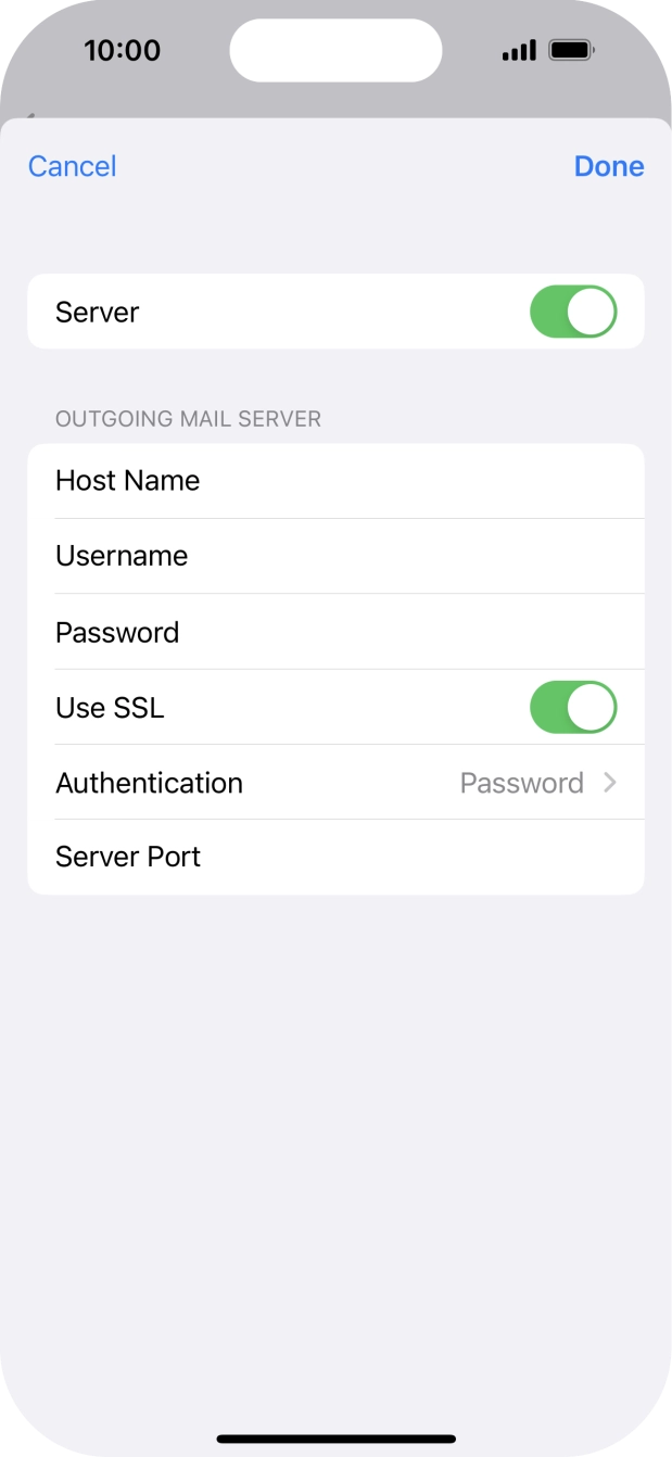Press the indicator next to 'Use SSL' to turn off the function.