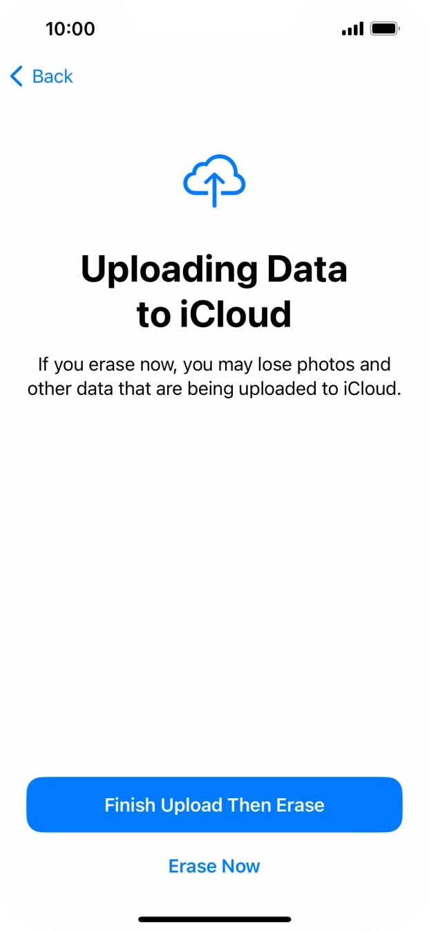 Press the required setting.
