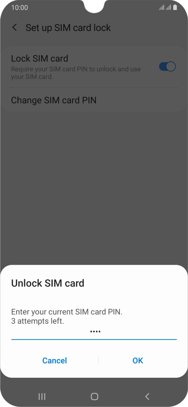 Key in your SIM PIN and press OK. The default SIM PIN is 0000.
