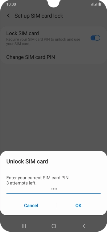 Key in your SIM PIN and press OK. The default SIM PIN is 0000.
