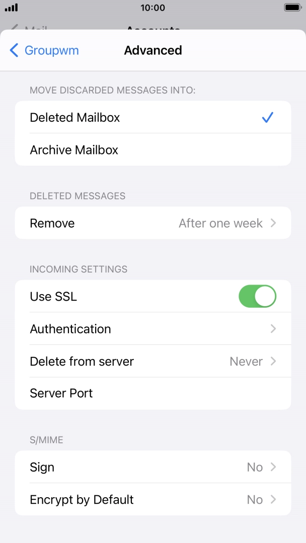 Press the indicator next to 'Use SSL' to turn off the function. Press the indicator next to 'Use SSL' to turn off the function.