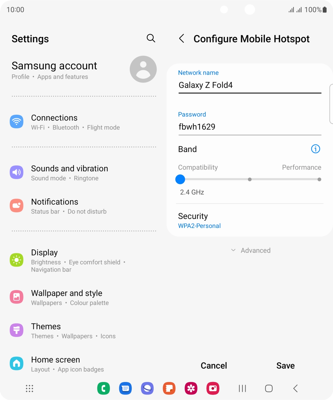Press the field below 'Network name' and key in the required name.