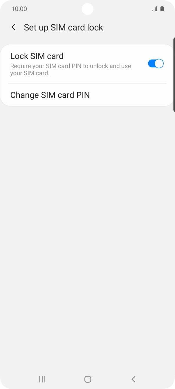 Press the indicator next to 'Lock SIM card' to turn the function on or off.