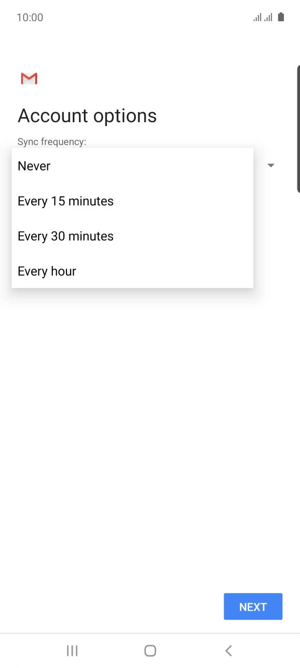 Press the required setting.