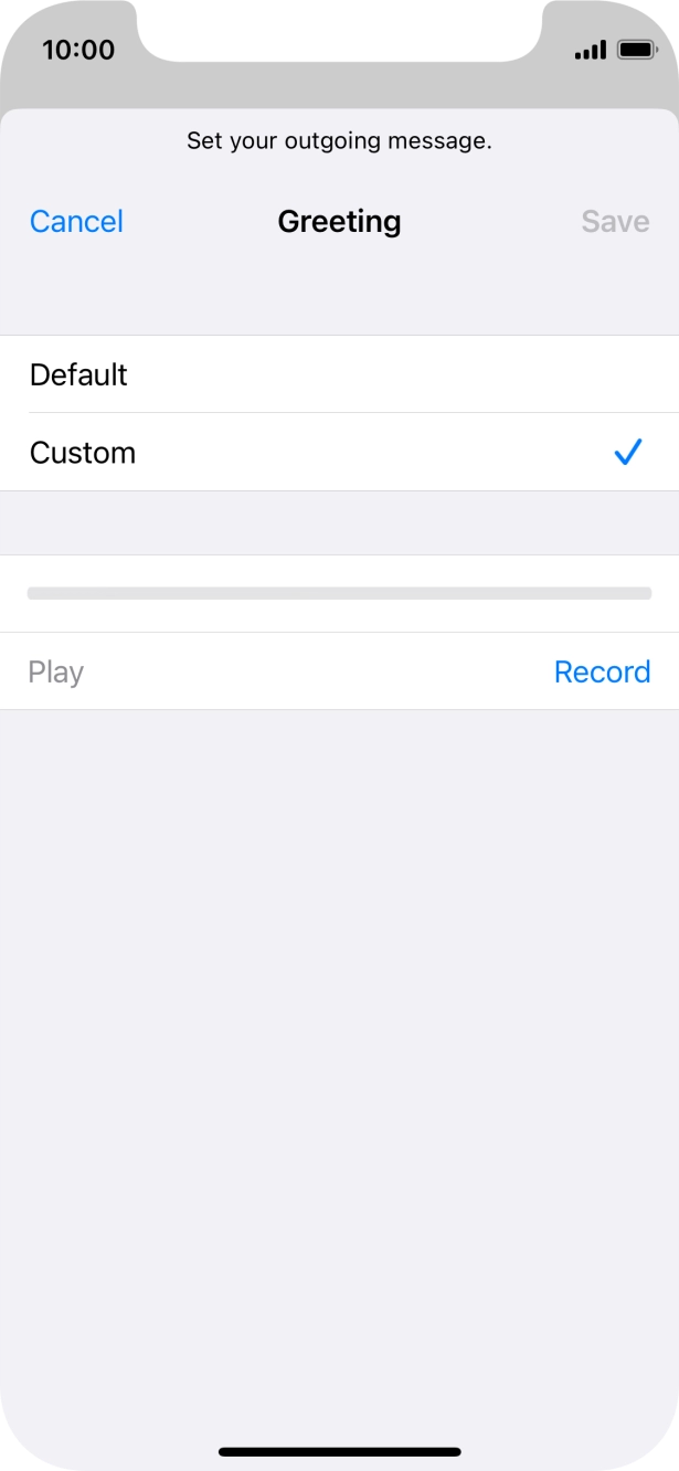 Press Record to start recording a personal greeting. Press Record to start recording a personal greeting.