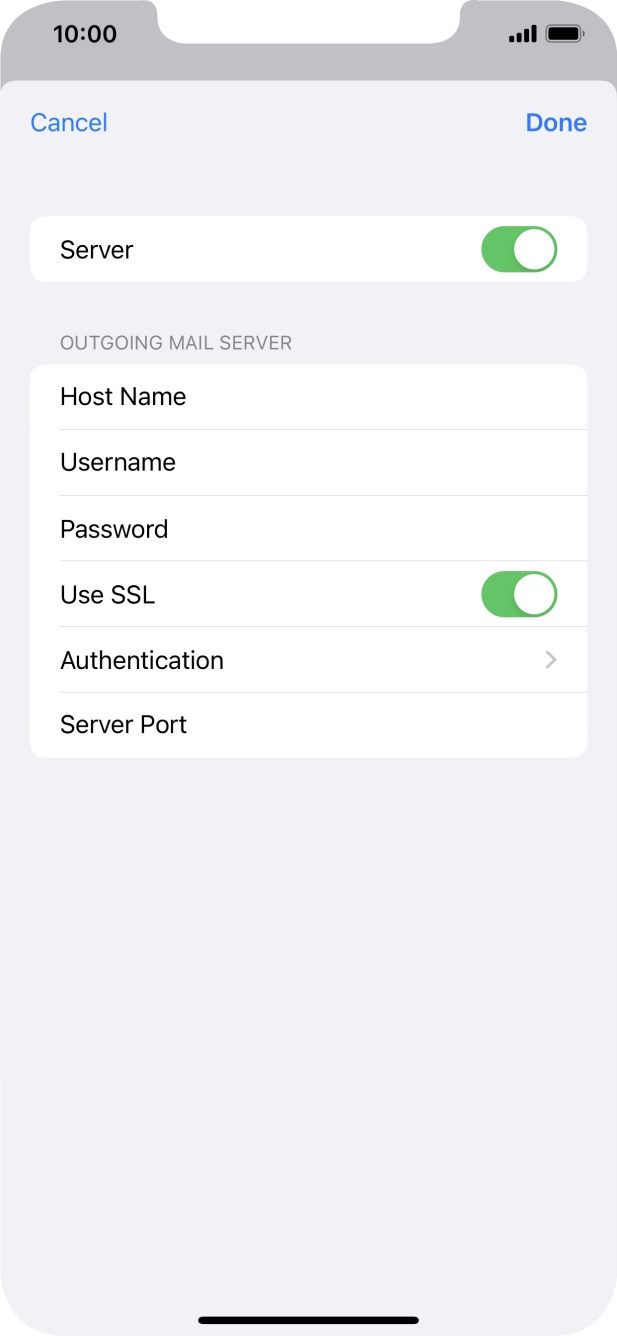 Press the indicator next to 'Use SSL' to turn off the function. Press the indicator next to 'Use SSL' to turn off the function.