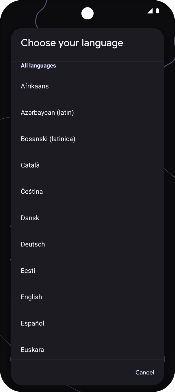 Press the required language. Press the required language.