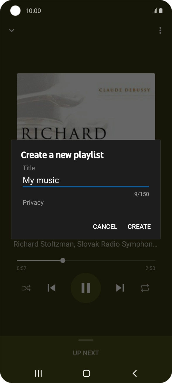 Key in a name for the playlist and press CREATE.