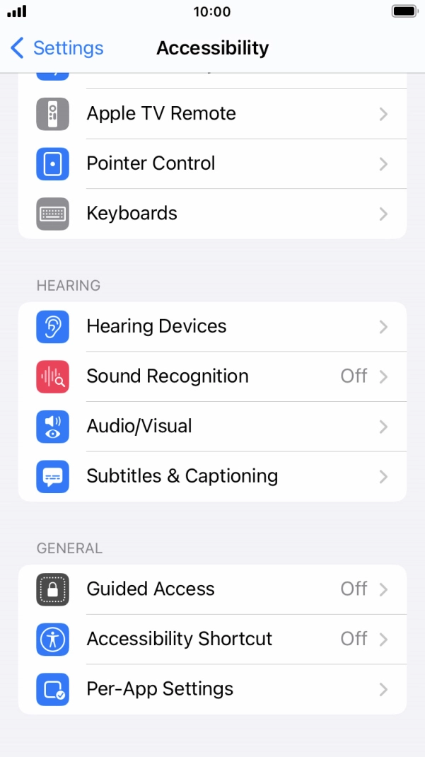 Press the required category below 'HEARING' and follow the instructions on the screen to select the required settings. Press the required category below 'HEARING' and follow the instructions on the screen to select the required settings.