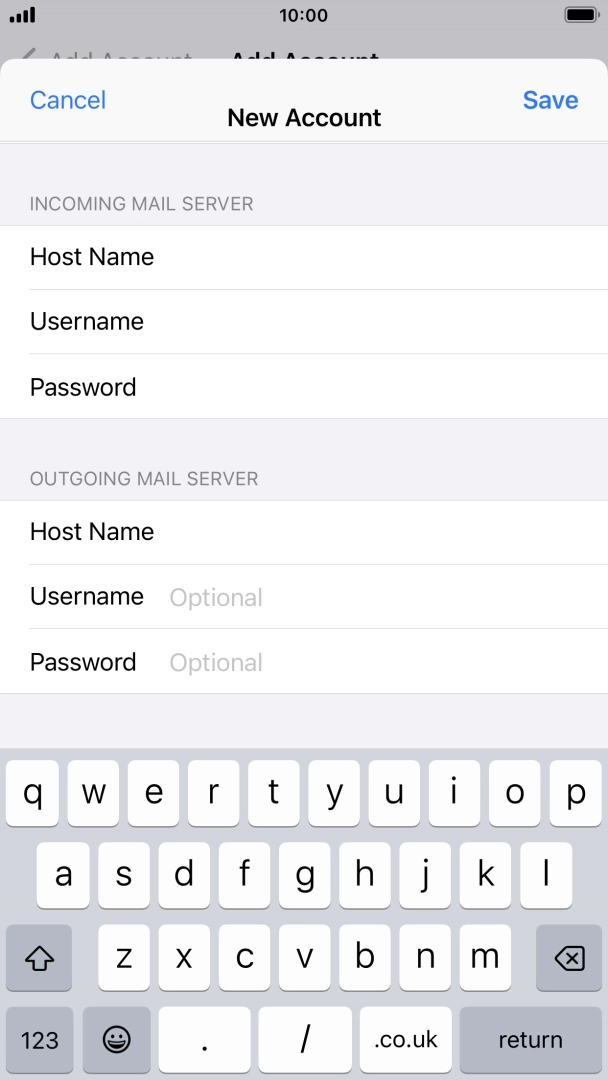 Press Username and key in the username for your email account. Press Username and key in the username for your email account.