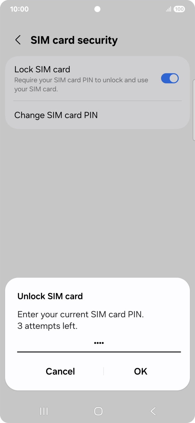Key in your SIM PIN and press OK. The default SIM PIN is 0000.