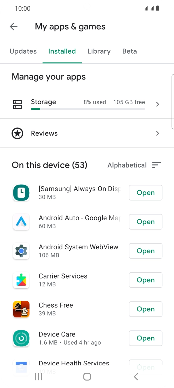 Press the required app.