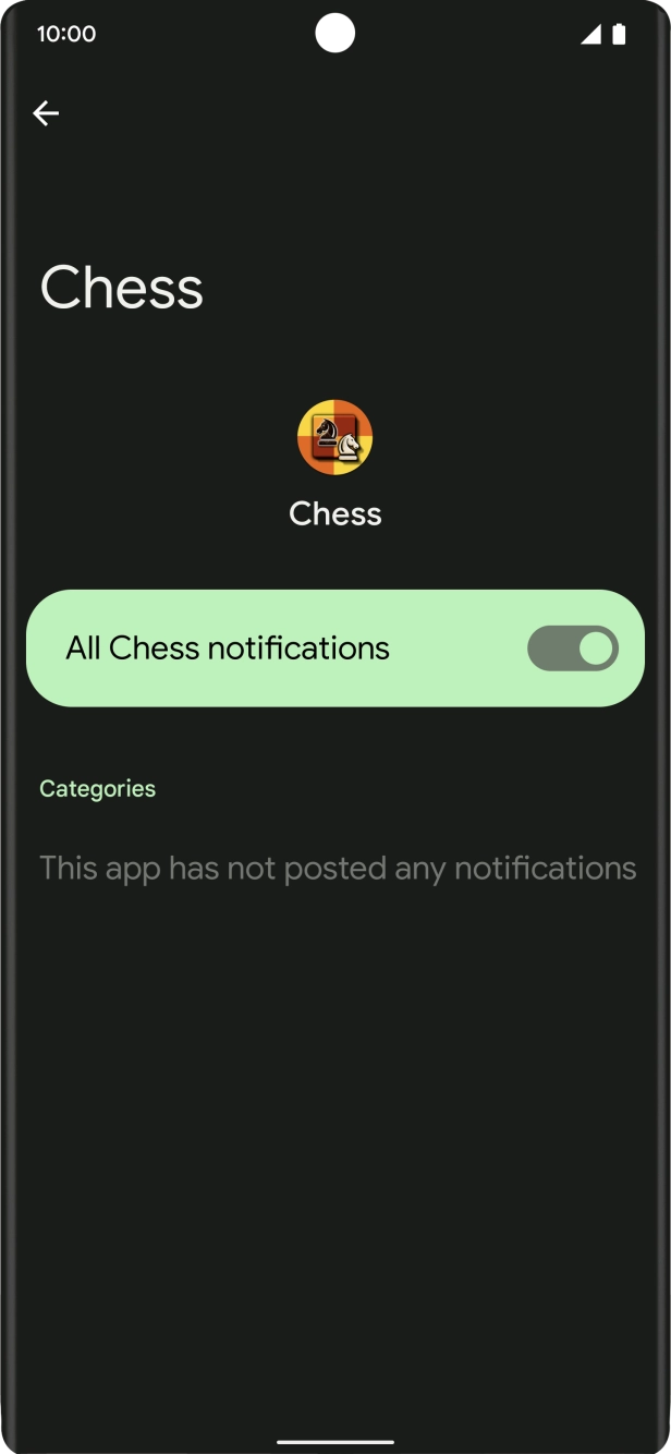 Press the indicator next to 'All notifications' to turn the function on or off.