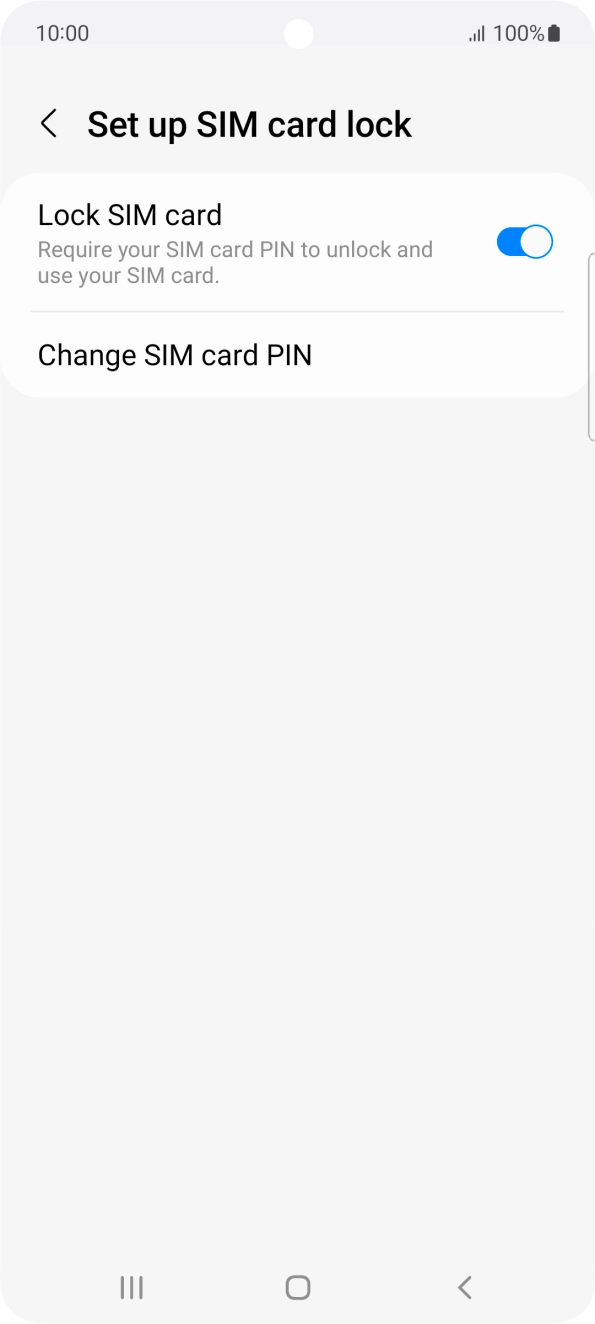 Press the indicator next to 'Lock SIM card' to turn the function on or off.