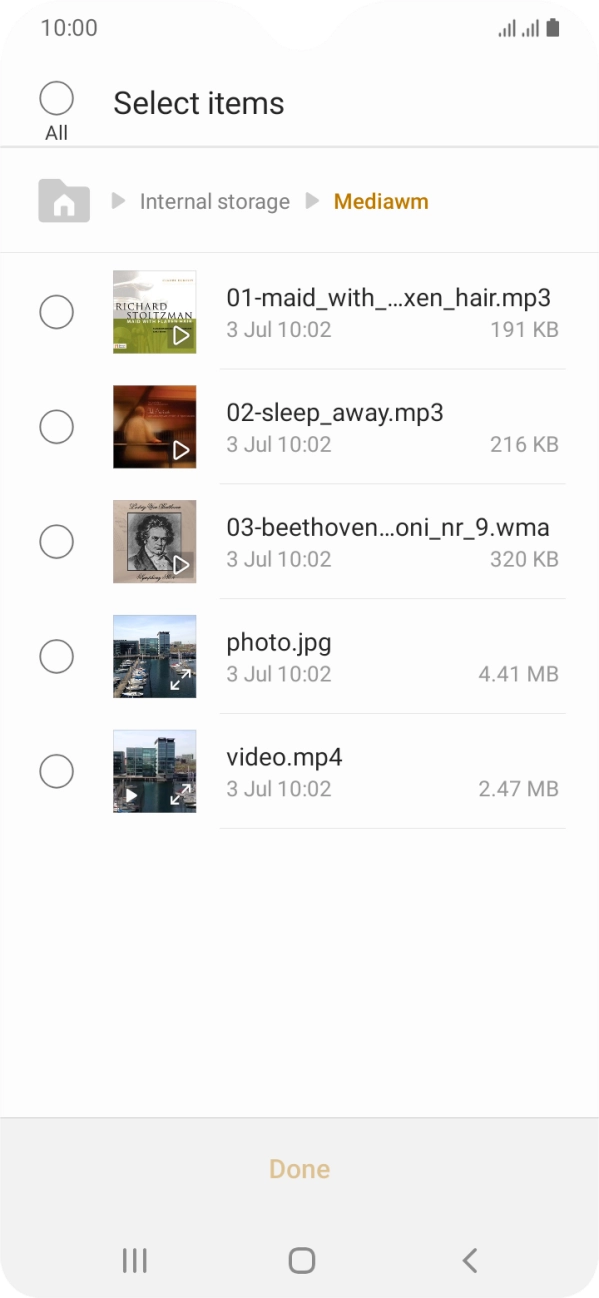 Press the required file. Press the required file.