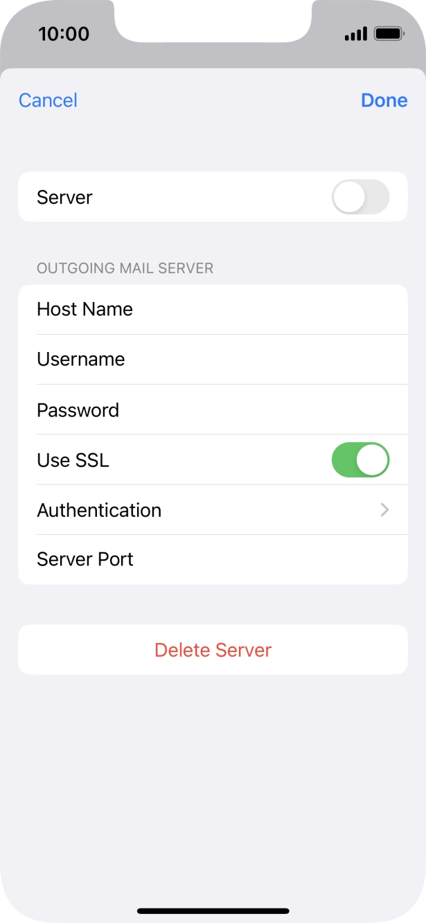 Press the indicator next to 'Use SSL' to turn off the function. Press the indicator next to 'Use SSL' to turn off the function.