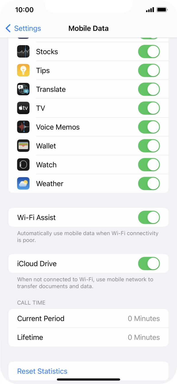 Press the indicator next to 'Wi-Fi Assist' to turn the function on or off.